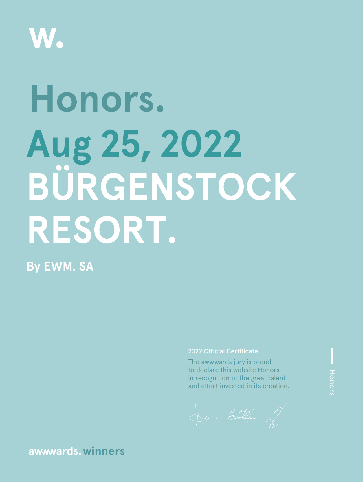Burgenstock resort award certificate