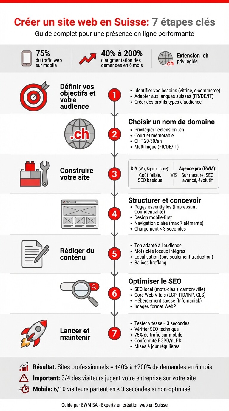 Les 7 étapes pour créer un site web professionnel en Suisse